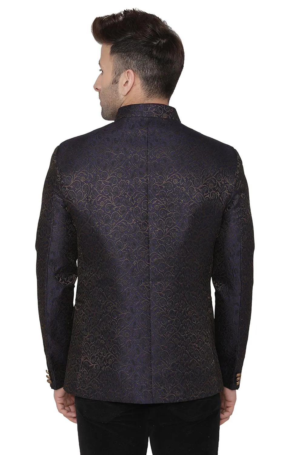 Banarasi Rayon Cotton Purple Bandhgala Blazer