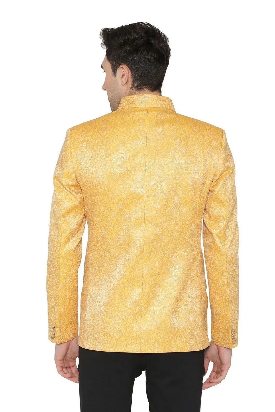 Banarasi Rayon Cotton Yellow Bandhgala