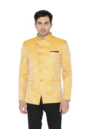 Banarasi Rayon Cotton Yellow Bandhgala