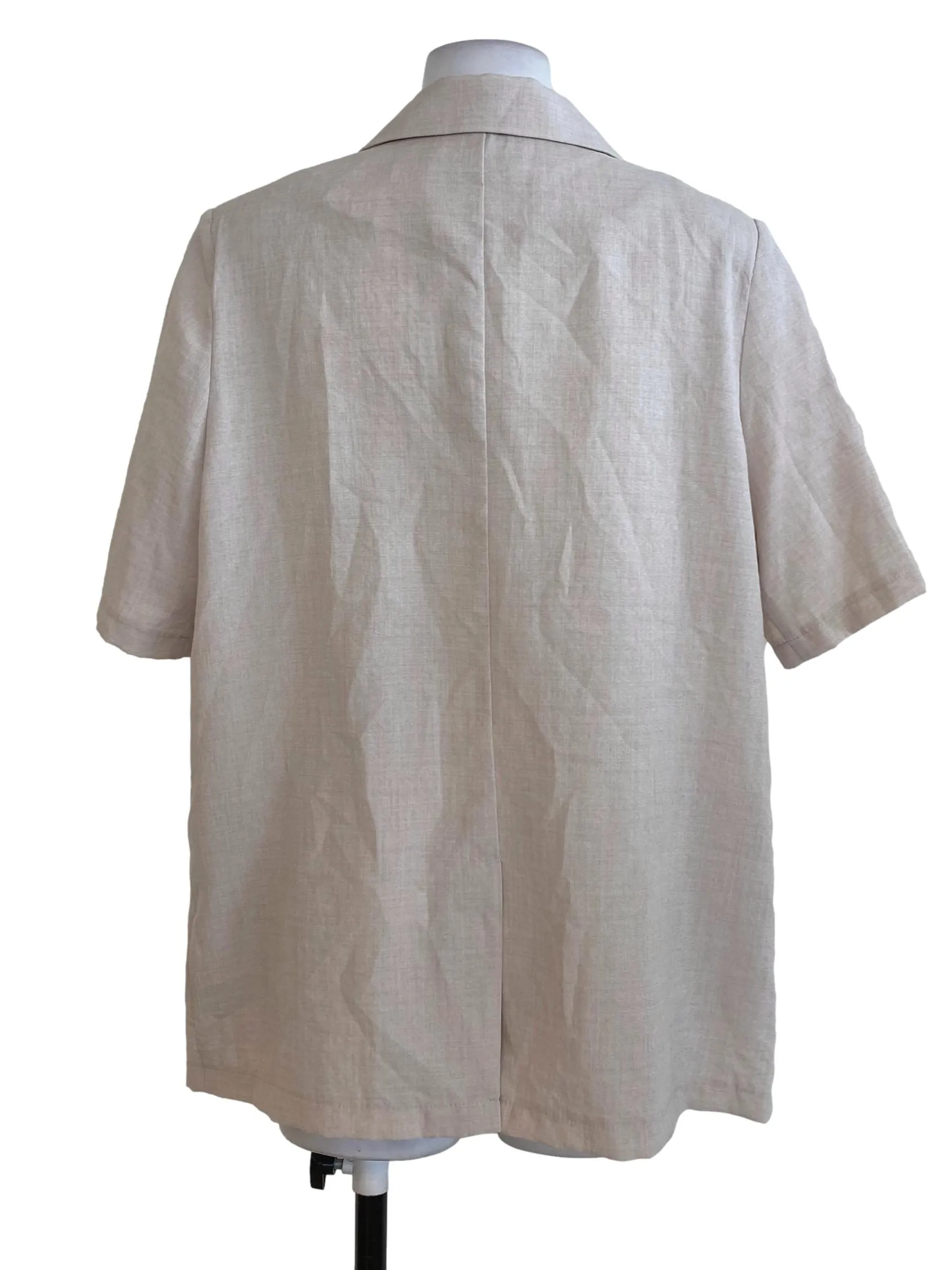 Beige Linen Short Sleeve Blazer