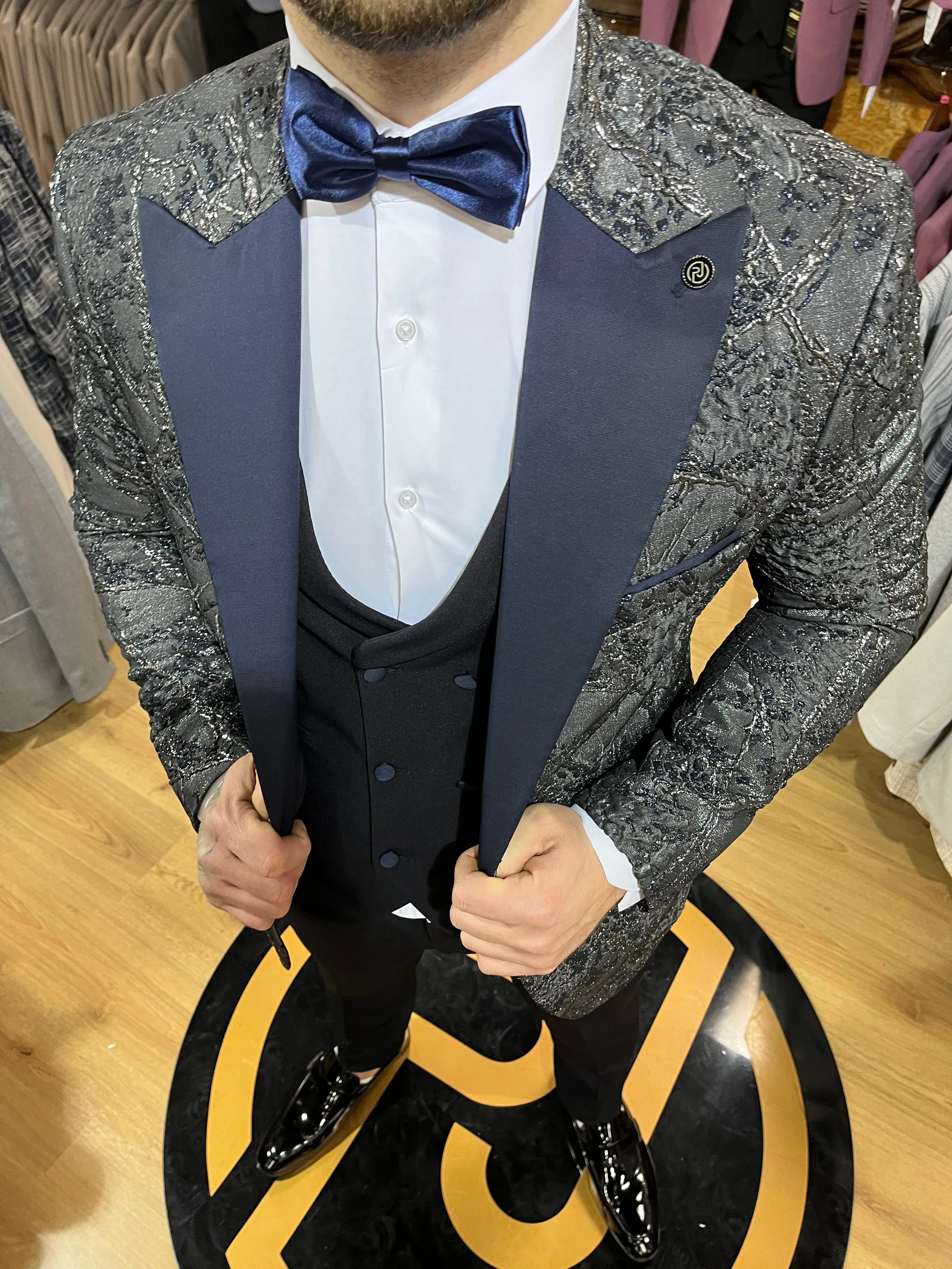 Belluno - Grey/Silver/Blue 3 Piece Suit no