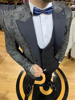 Belluno - Grey/Silver/Blue 3 Piece Suit no