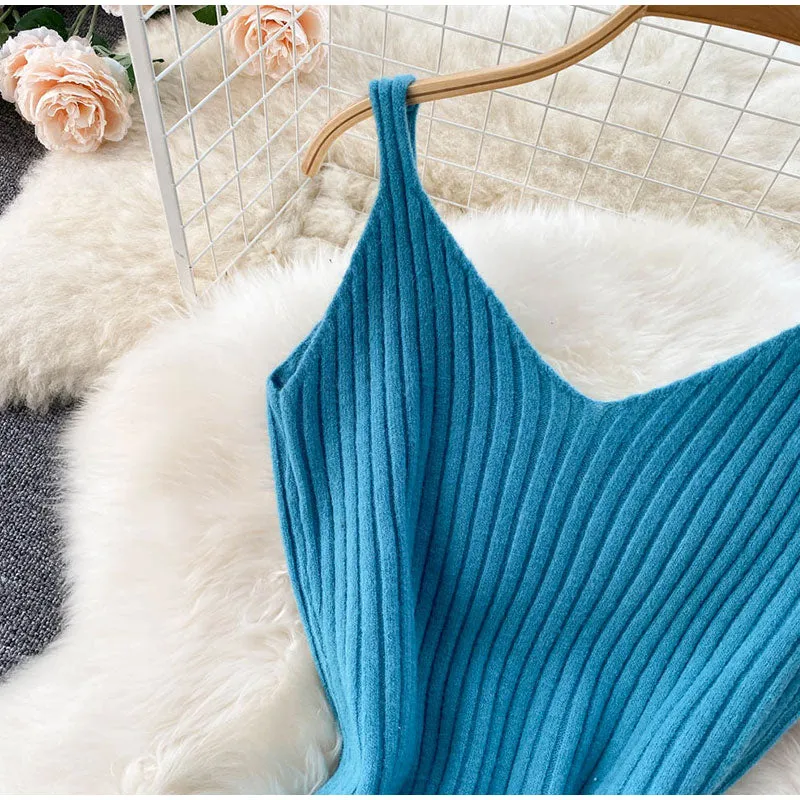 BerryBetty - Women Elegant Slim Two Piece Sets Female Sweater Dress Autumn Winter High Waist Knitted Ensemble Femme Medium Long Party Dresses