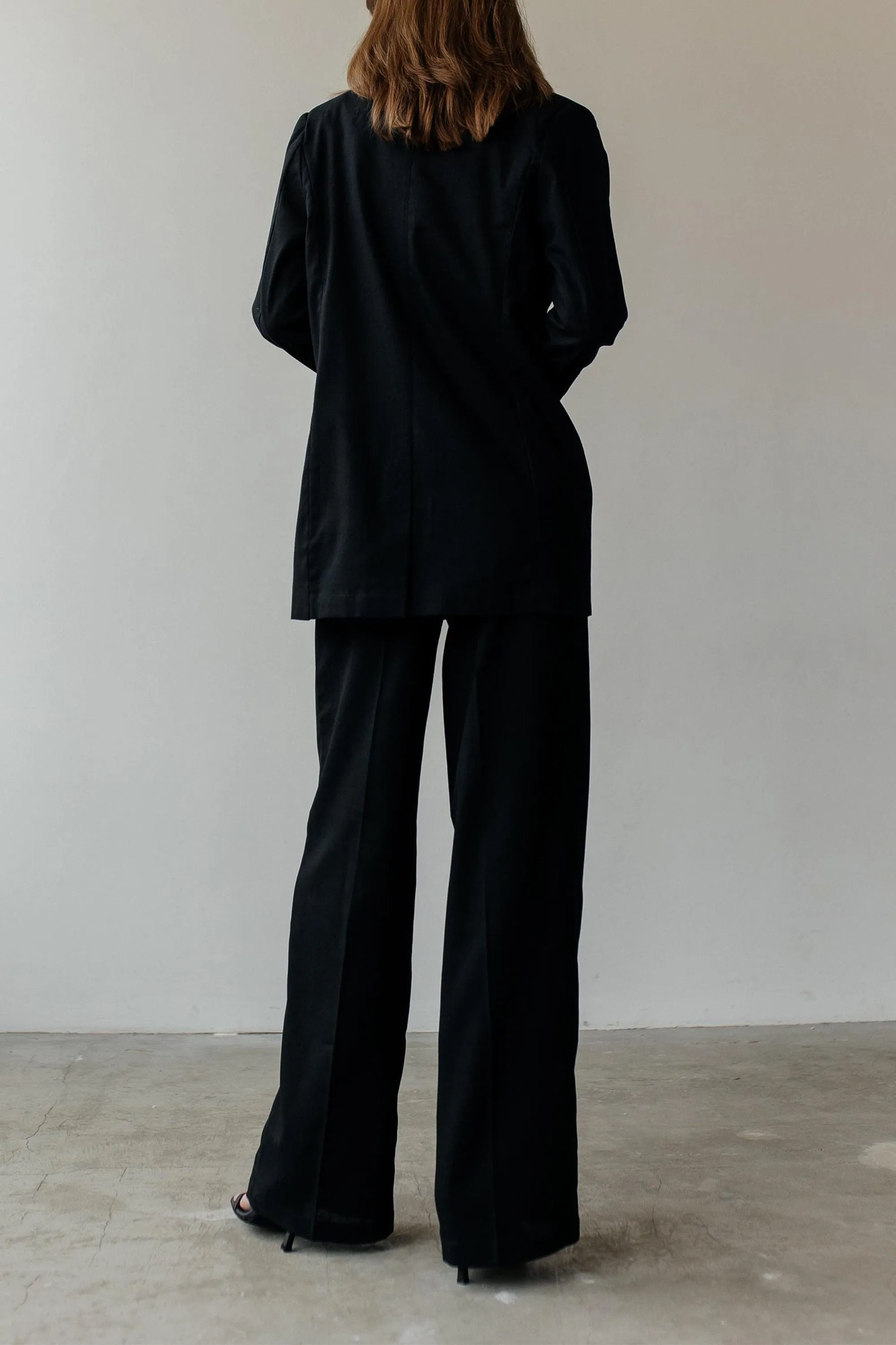 Black 2 Piece Summer Double Button Business Casual Slim Fit Linen Women Suit