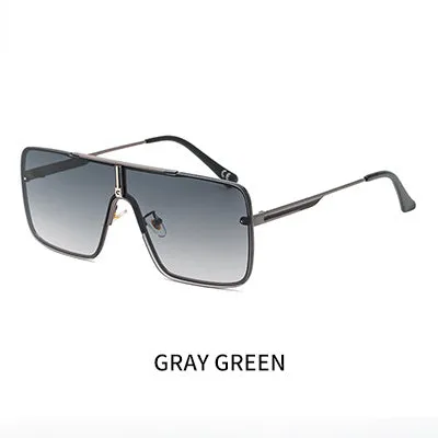 Black Designer One Piece Mental Frame Square Sun Glasses For Man