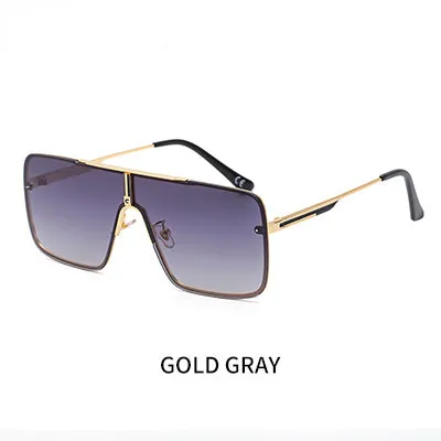 Black Designer One Piece Mental Frame Square Sun Glasses For Man