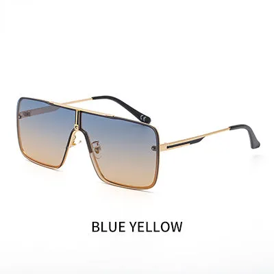 Black Designer One Piece Mental Frame Square Sun Glasses For Man