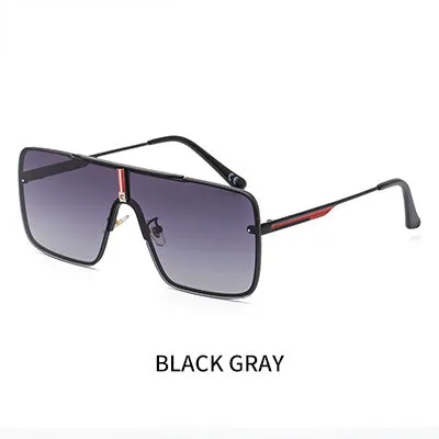 Black Designer One Piece Mental Frame Square Sun Glasses For Man