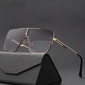 Black Designer One Piece Mental Frame Square Sun Glasses For Man