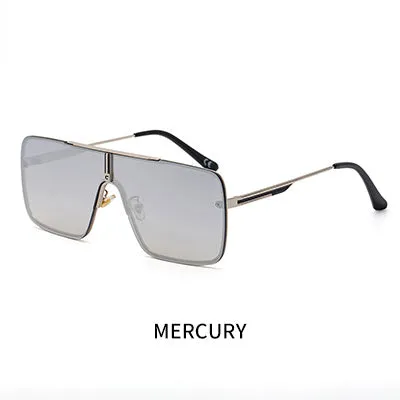 Black Designer One Piece Mental Frame Square Sun Glasses For Man