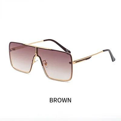 Black Designer One Piece Mental Frame Square Sun Glasses For Man