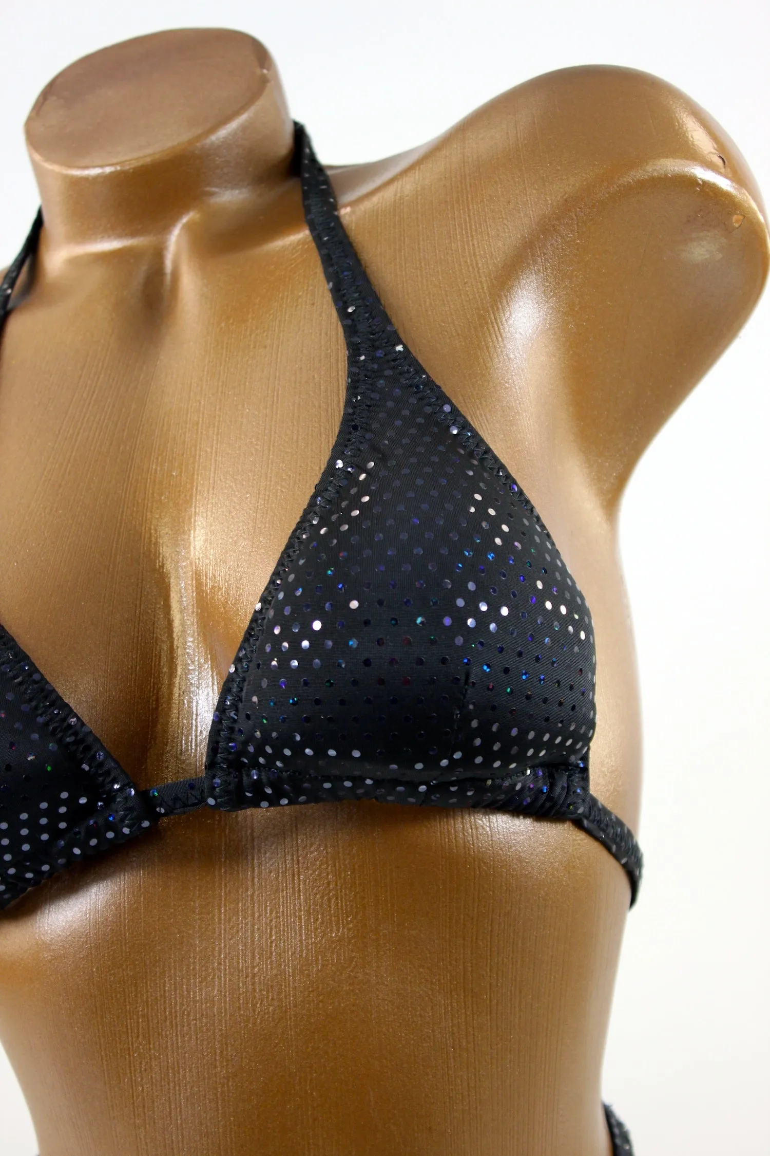 Black Holographic Dots Spandex Posing Suit