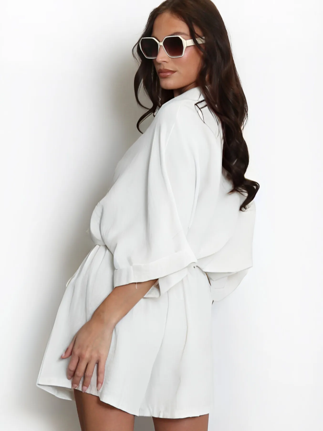 Black Linen Look Shorts Set
