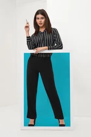 Black Solid Parallel Pants