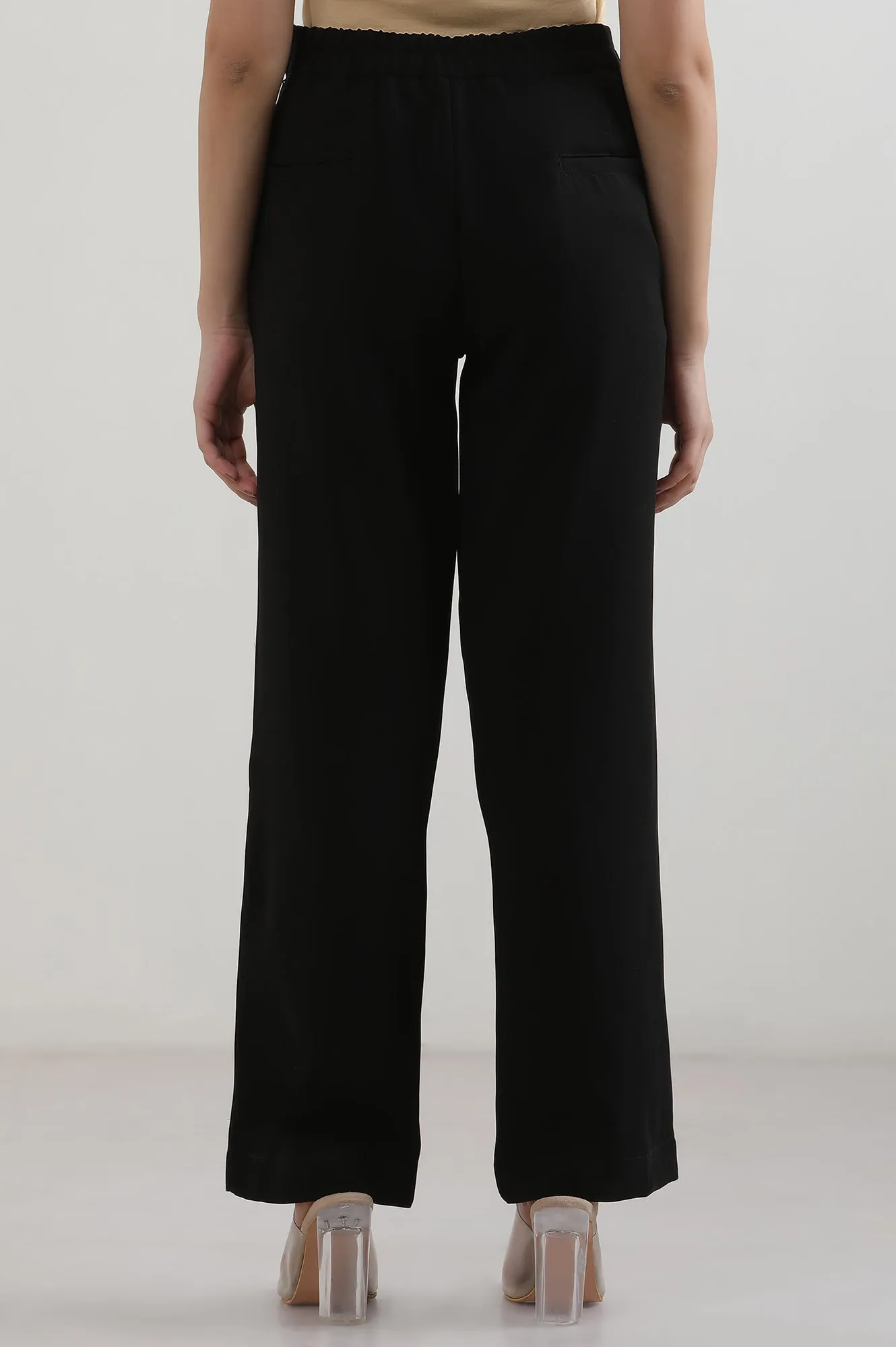 Black Solid Parallel Pants
