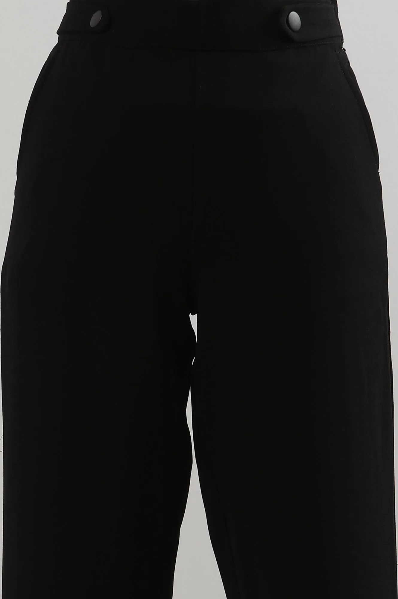 Black Solid Parallel Pants