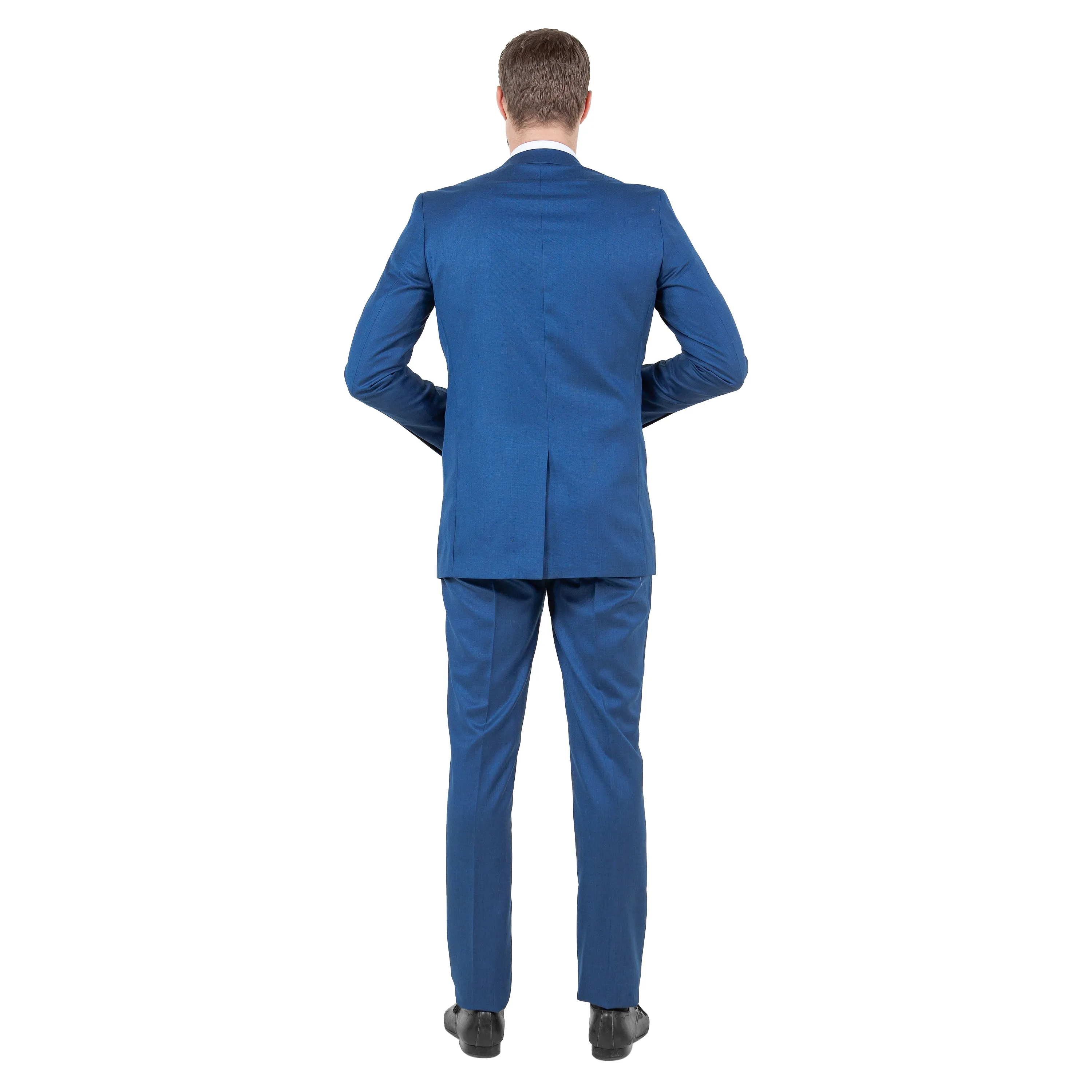 Blue Men's 2pc Sharkskin Suit Slim-Fit