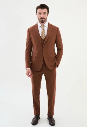 Brown Slim Fit Men Suits