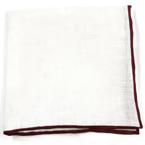 Burgundy Border Linen Pocket Square