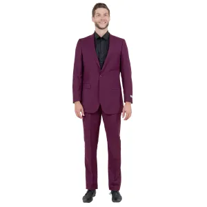 Burgundy Solid 2-PC Slim Fit Performance Stretch Suits