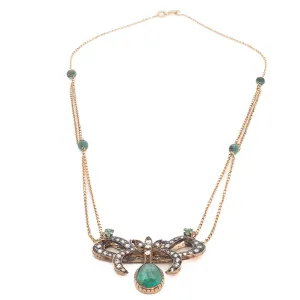 CABOCHON EMERALD PENDANT NECKLACE