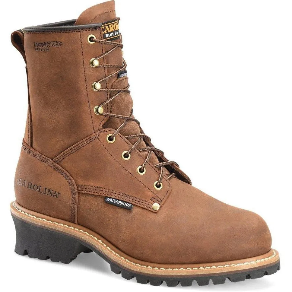 Carolina Men's Elm 8" Steel Toe Waterproof Insulated Logger Work Boot - Brown - CA5821