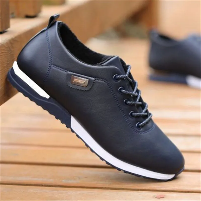 Casual Male Waterproof Sports PU Leather Sneakers