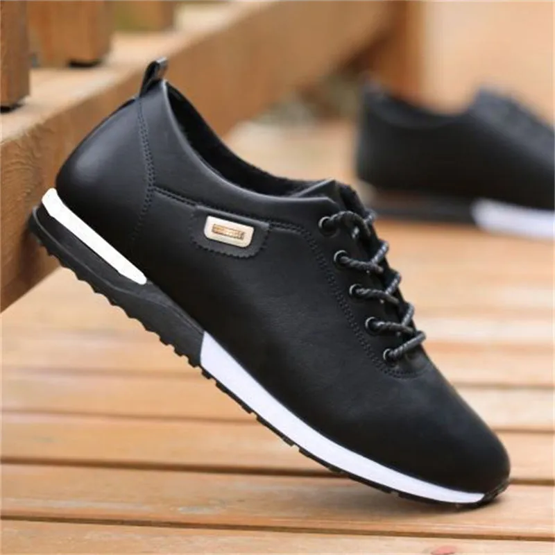Casual Male Waterproof Sports PU Leather Sneakers