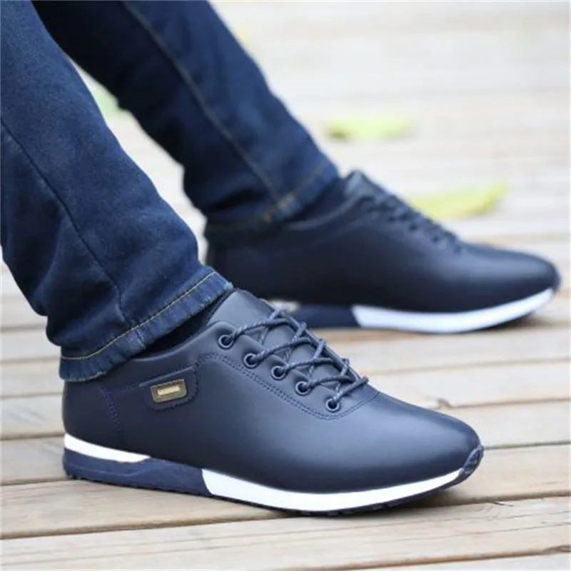 Casual Male Waterproof Sports PU Leather Sneakers