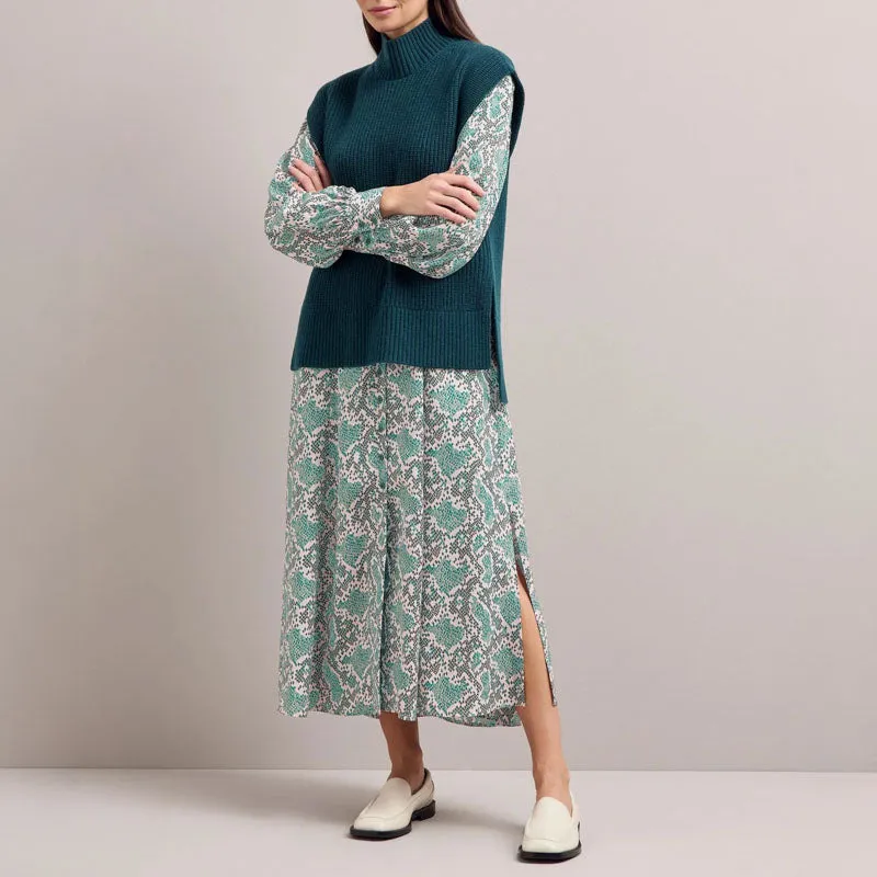 CEFINN Odette Snakeskin Print Shirt Dress in Green