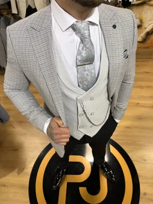 Cezanne - Grey/Blue 3 Piece Suit