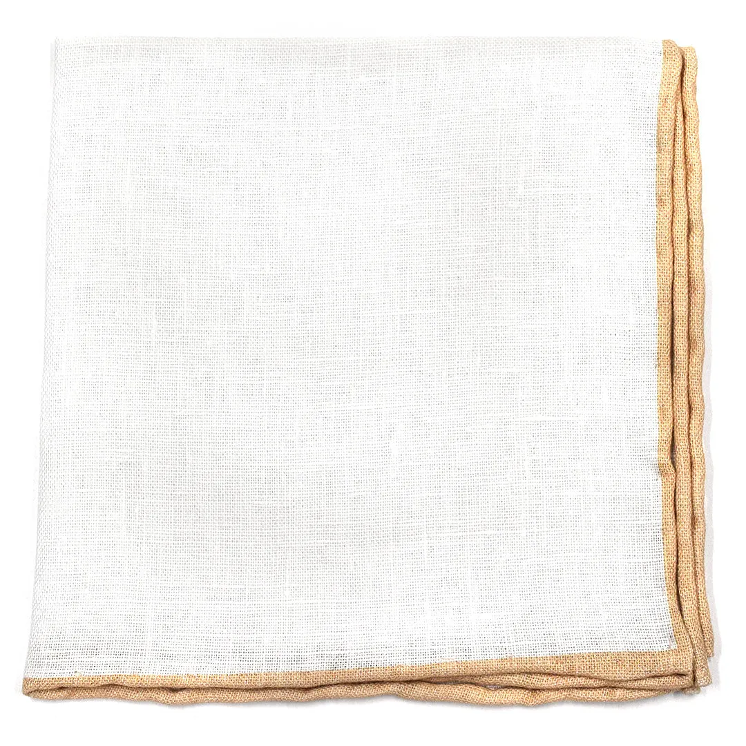 Champagne Border Linen Pocket Square