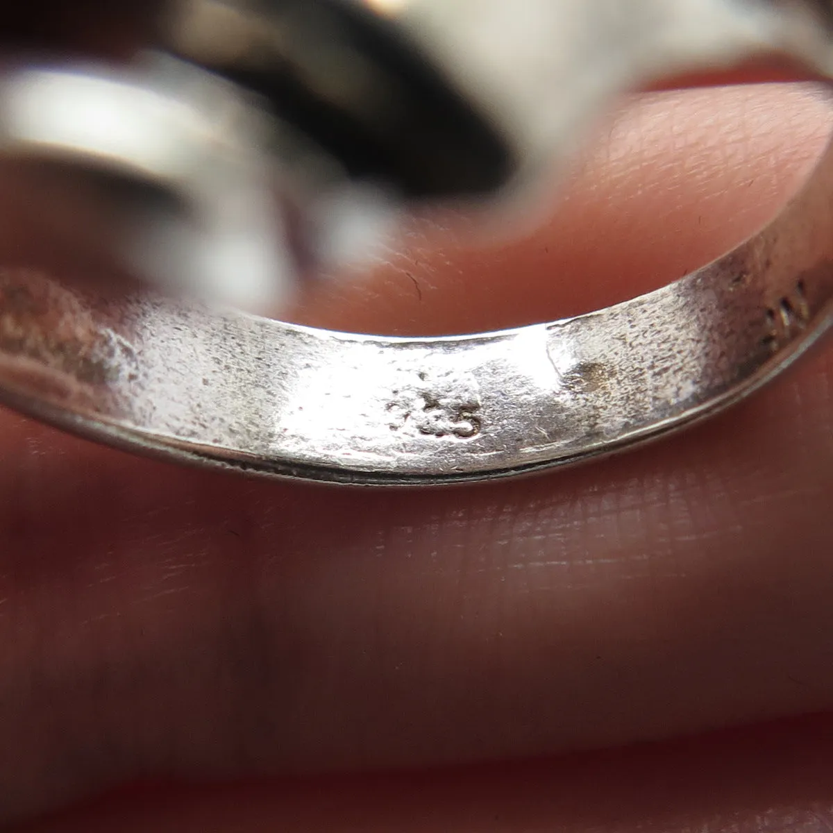 CHAPAL ZENRAY 925 Sterling Silver Vintage Modernist Oxidized Ring Size 7
