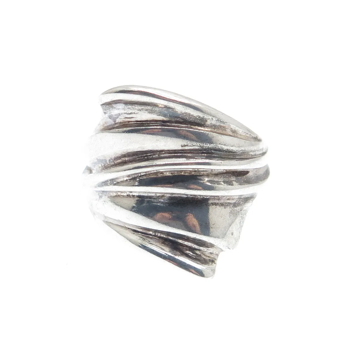 CHAPAL ZENRAY 925 Sterling Silver Vintage Modernist Oxidized Ring Size 7