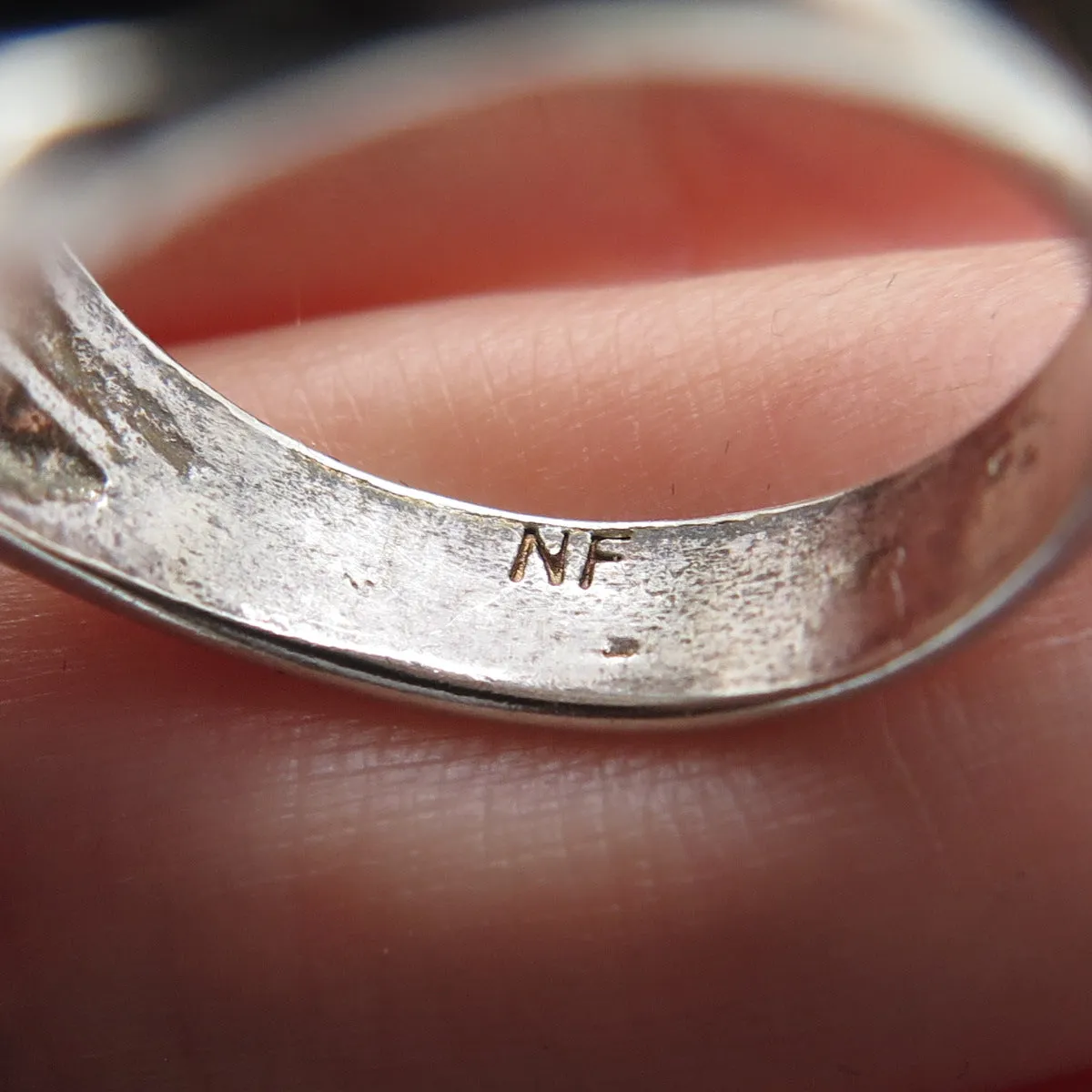CHAPAL ZENRAY 925 Sterling Silver Vintage Modernist Oxidized Ring Size 7