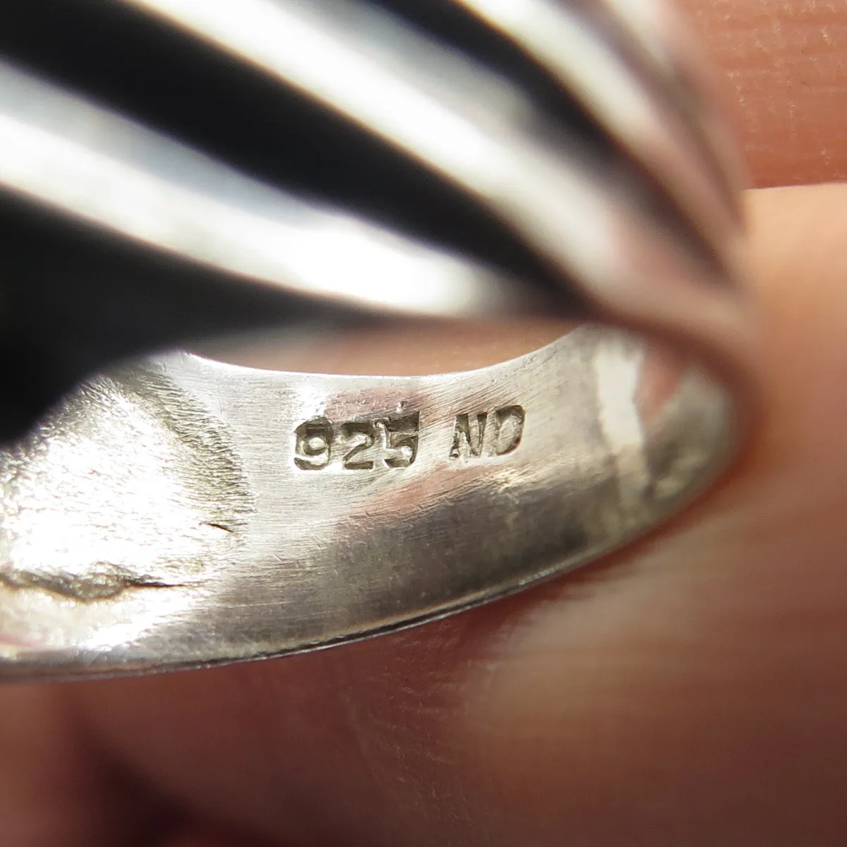 CHAPAL ZENRAY 925 Sterling Silver Vintage Modernist Ribbed Oxidized Ring Size 7