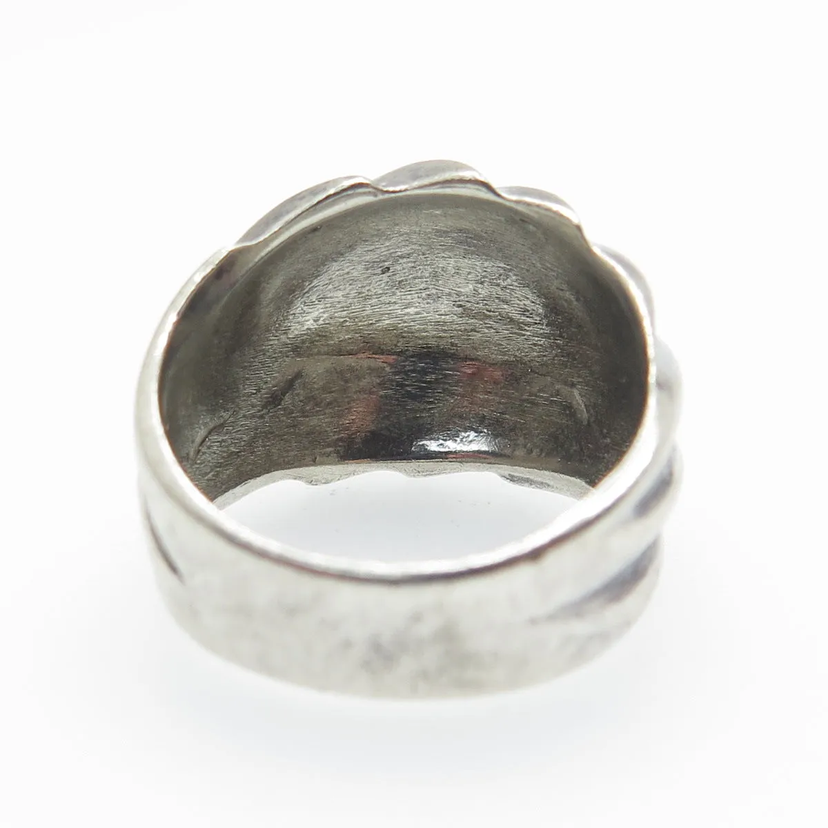 CHAPAL ZENRAY 925 Sterling Silver Vintage Modernist Ribbed Oxidized Ring Size 7