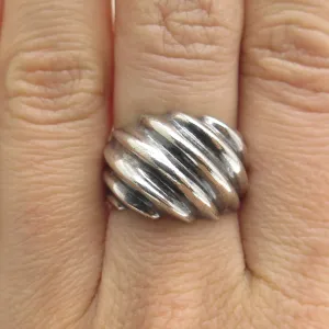 CHAPAL ZENRAY 925 Sterling Silver Vintage Modernist Ribbed Oxidized Ring Size 7