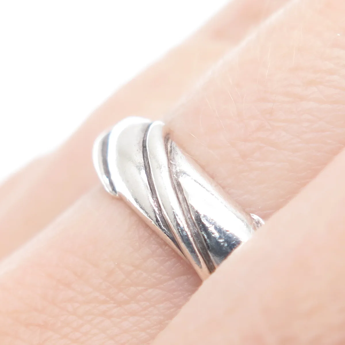 CHAPAL ZENRAY 925 Sterling Silver Vintage Modernist Ribbed Ring Size 9