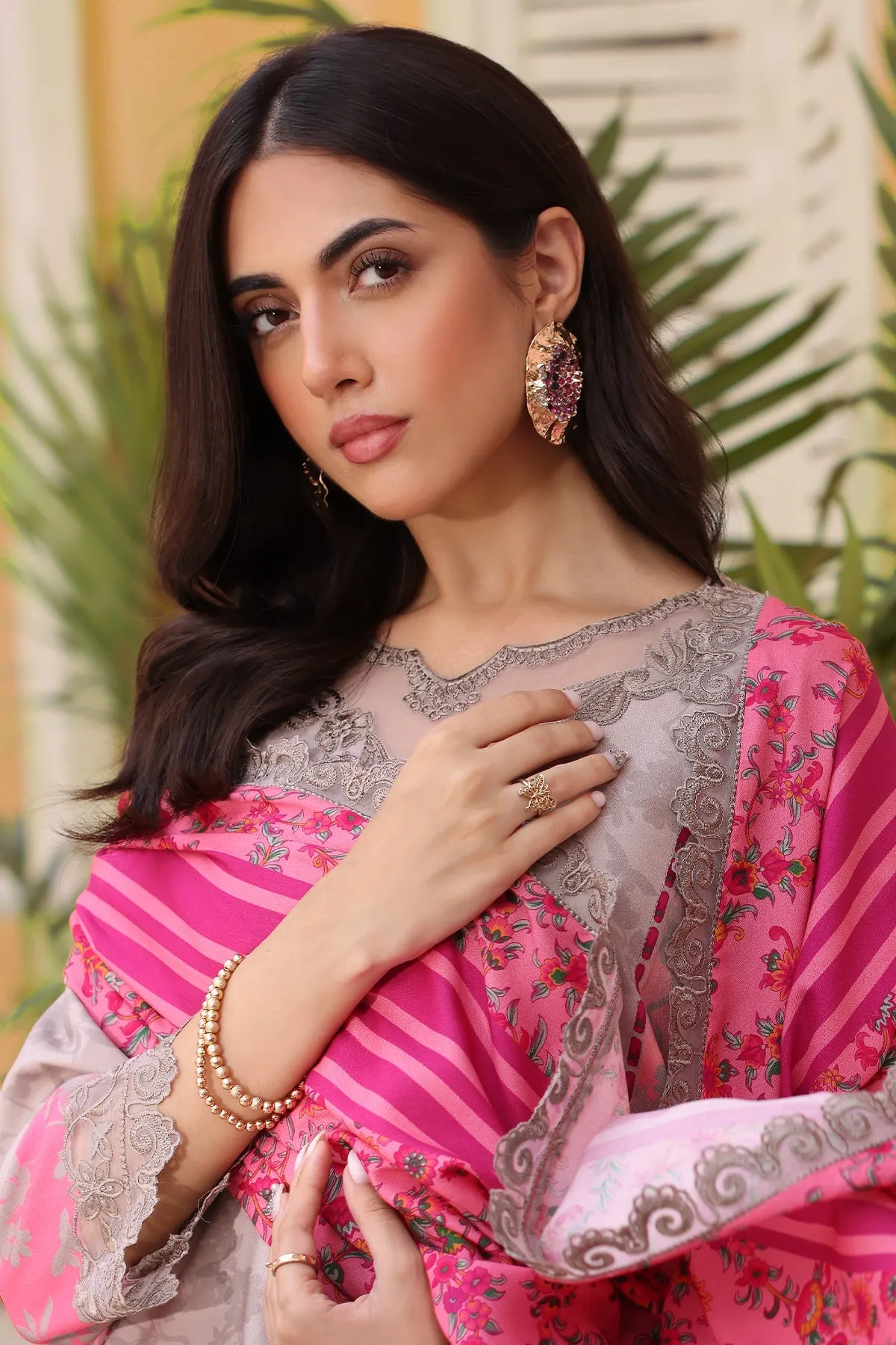 CHARIZMA | Embroidered Linen Shawl '24 | SHW4-04