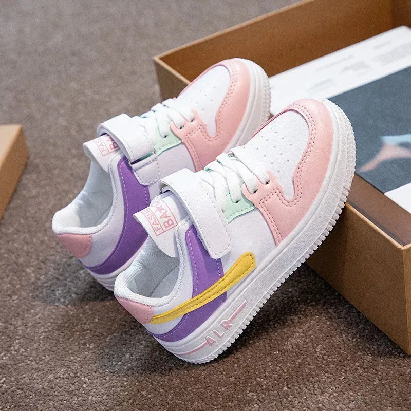 Children's Casual Sports Shoes Spring and Autumn New Girl's Breathable Little White Shoes Boy's Lace-up Light Board Shoes Trend
