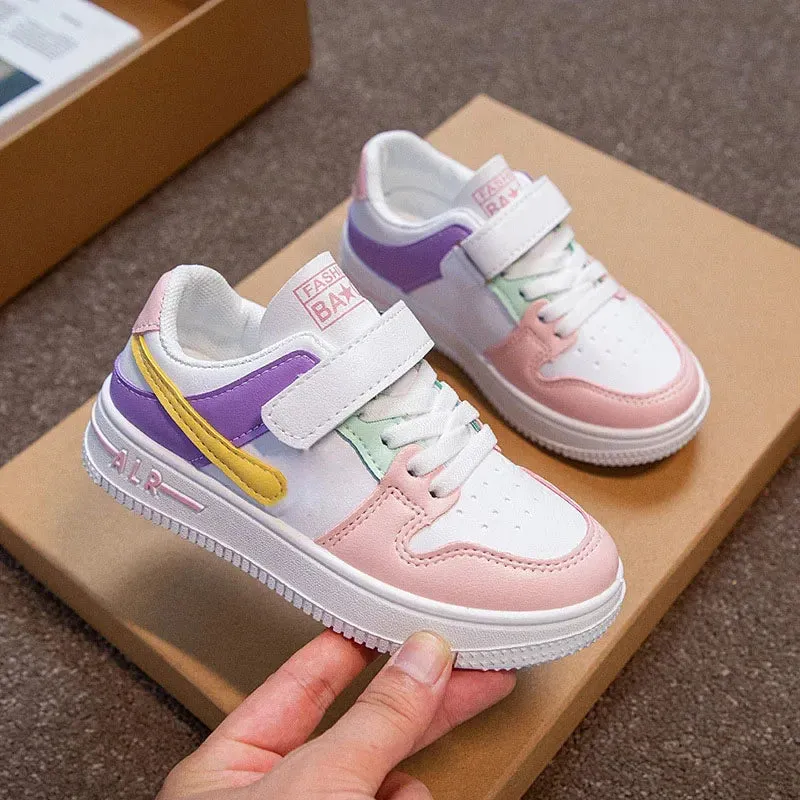 Children's Casual Sports Shoes Spring and Autumn New Girl's Breathable Little White Shoes Boy's Lace-up Light Board Shoes Trend