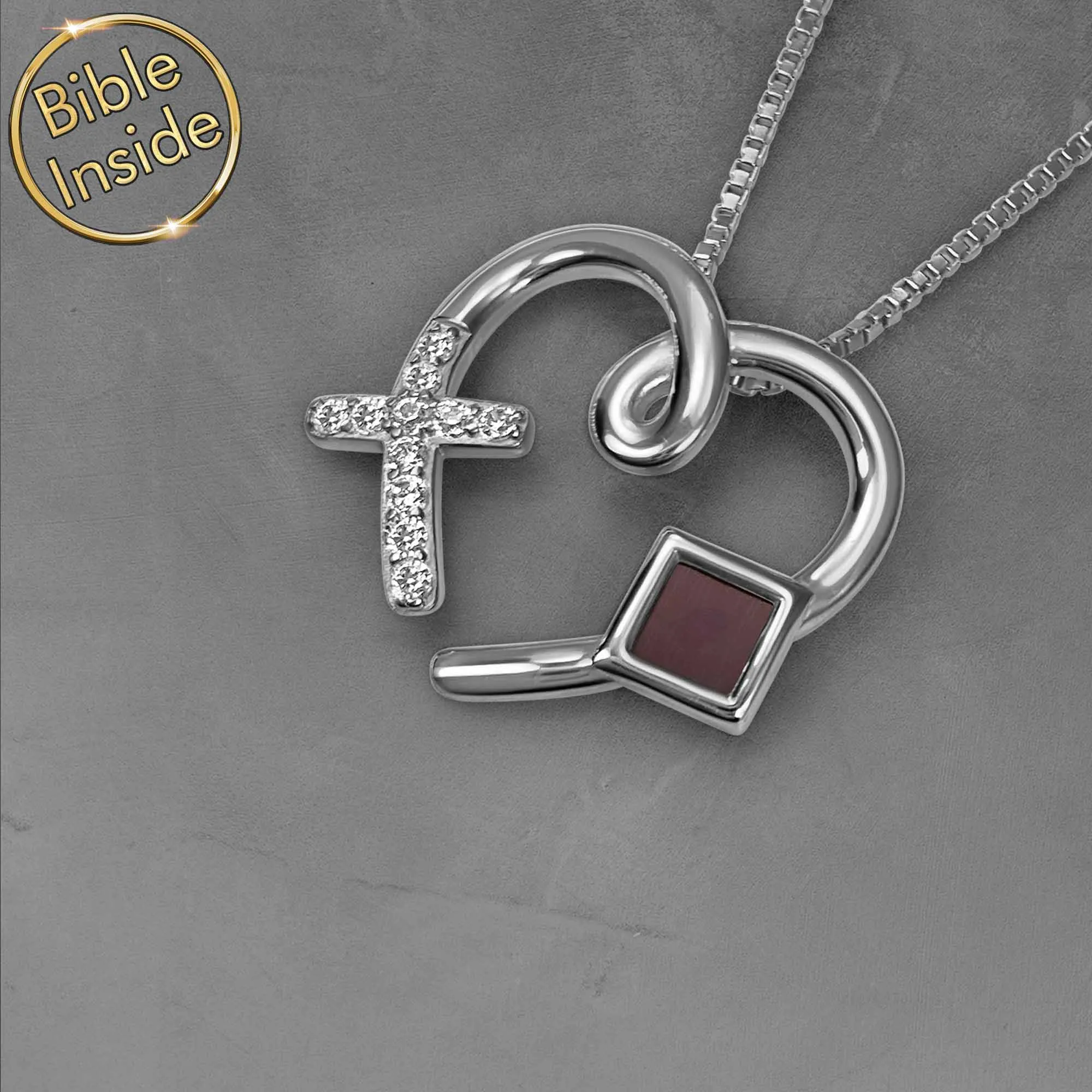 Christian Necklace for Women with Nano Bible: Love Cross Pendant