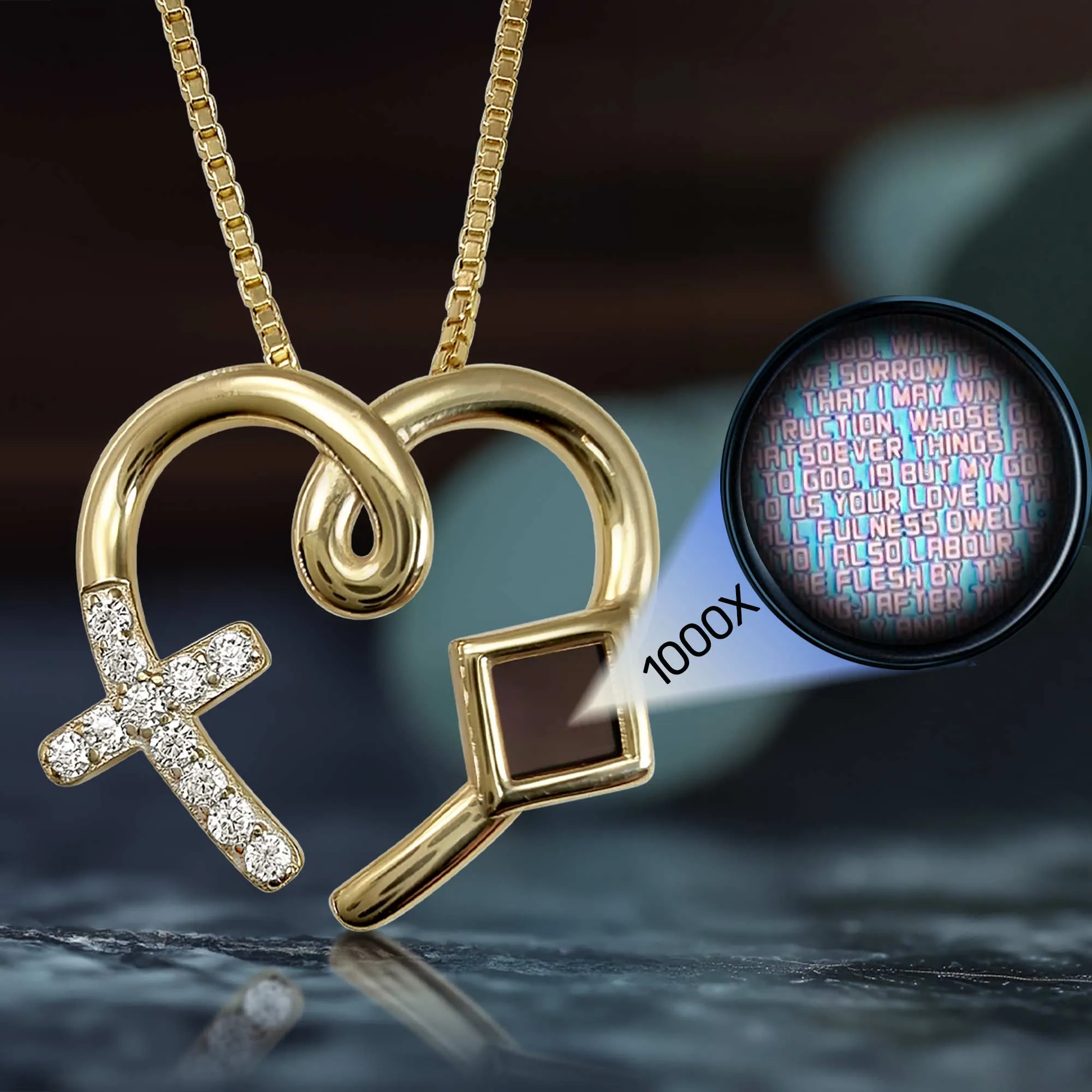 Christian Necklace for Women with Nano Bible: Love Cross Pendant
