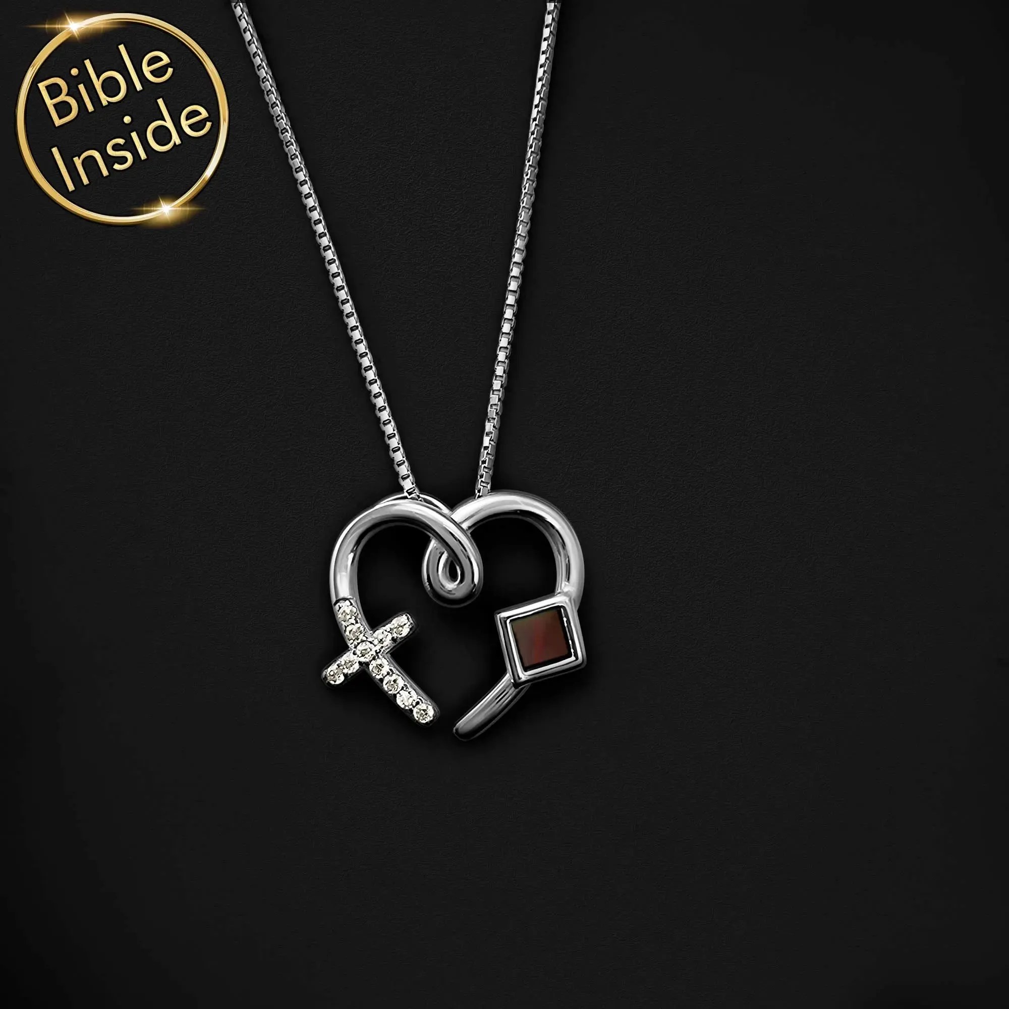 Christian Necklace for Women with Nano Bible: Love Cross Pendant