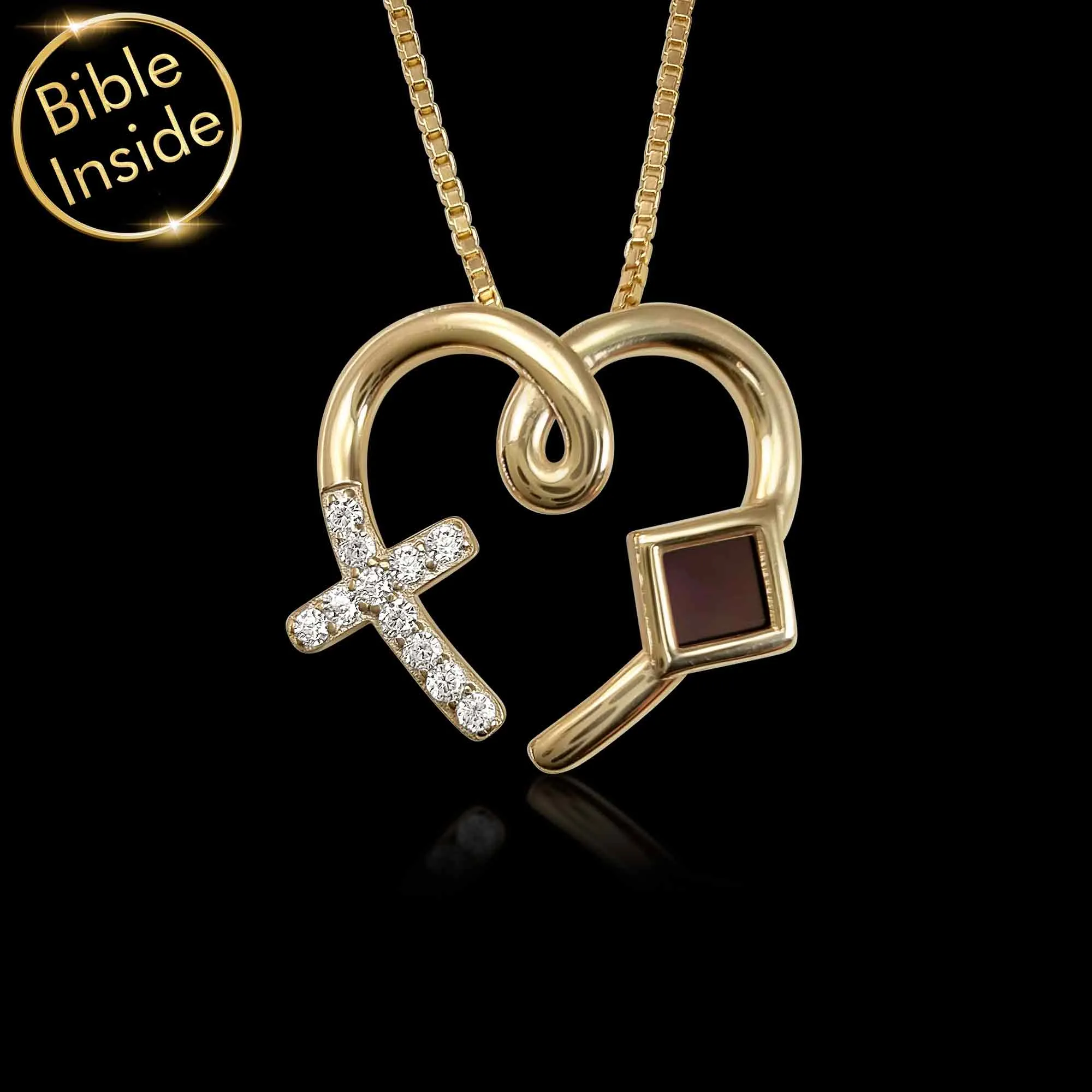 Christian Necklace for Women with Nano Bible: Love Cross Pendant