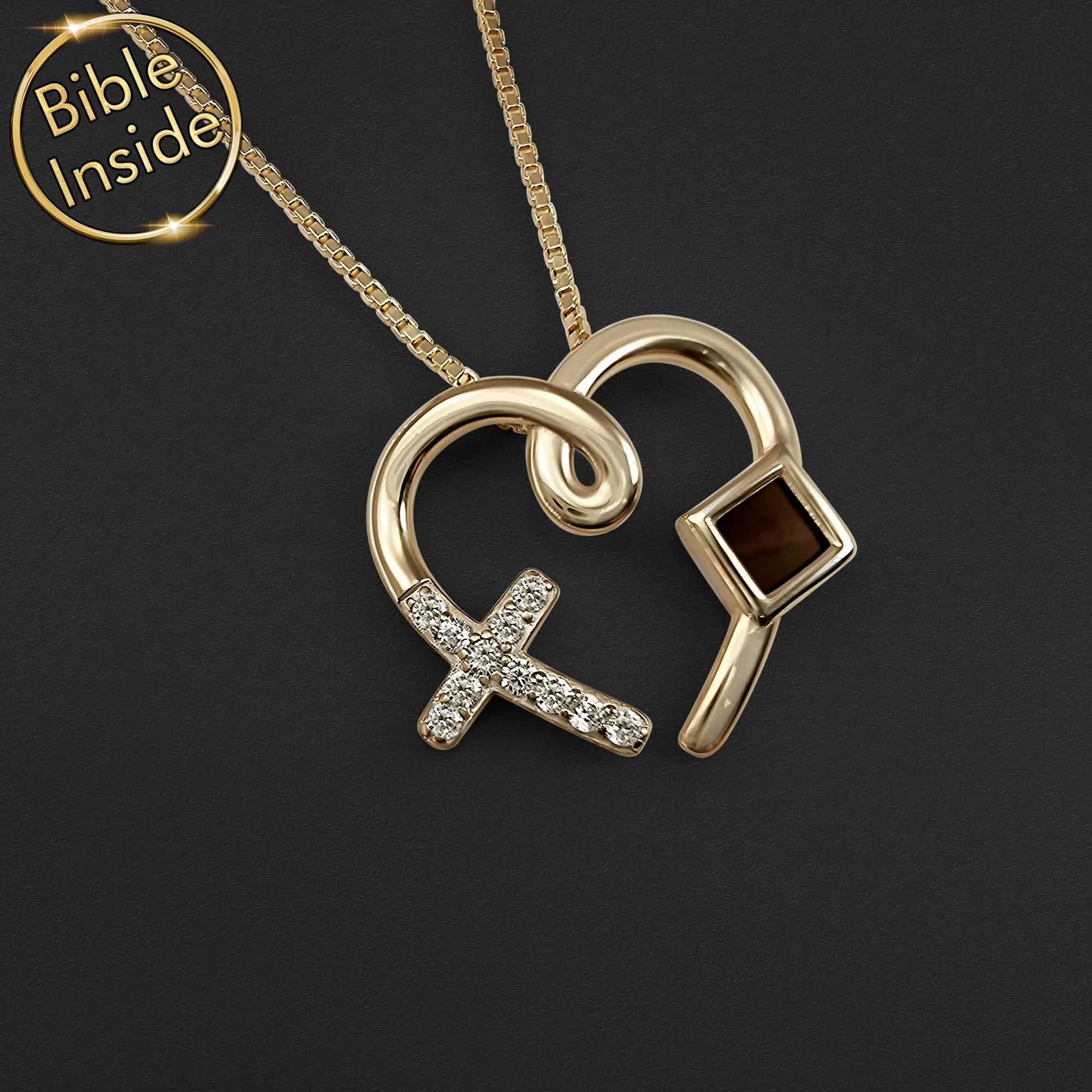 Christian Necklace for Women with Nano Bible: Love Cross Pendant