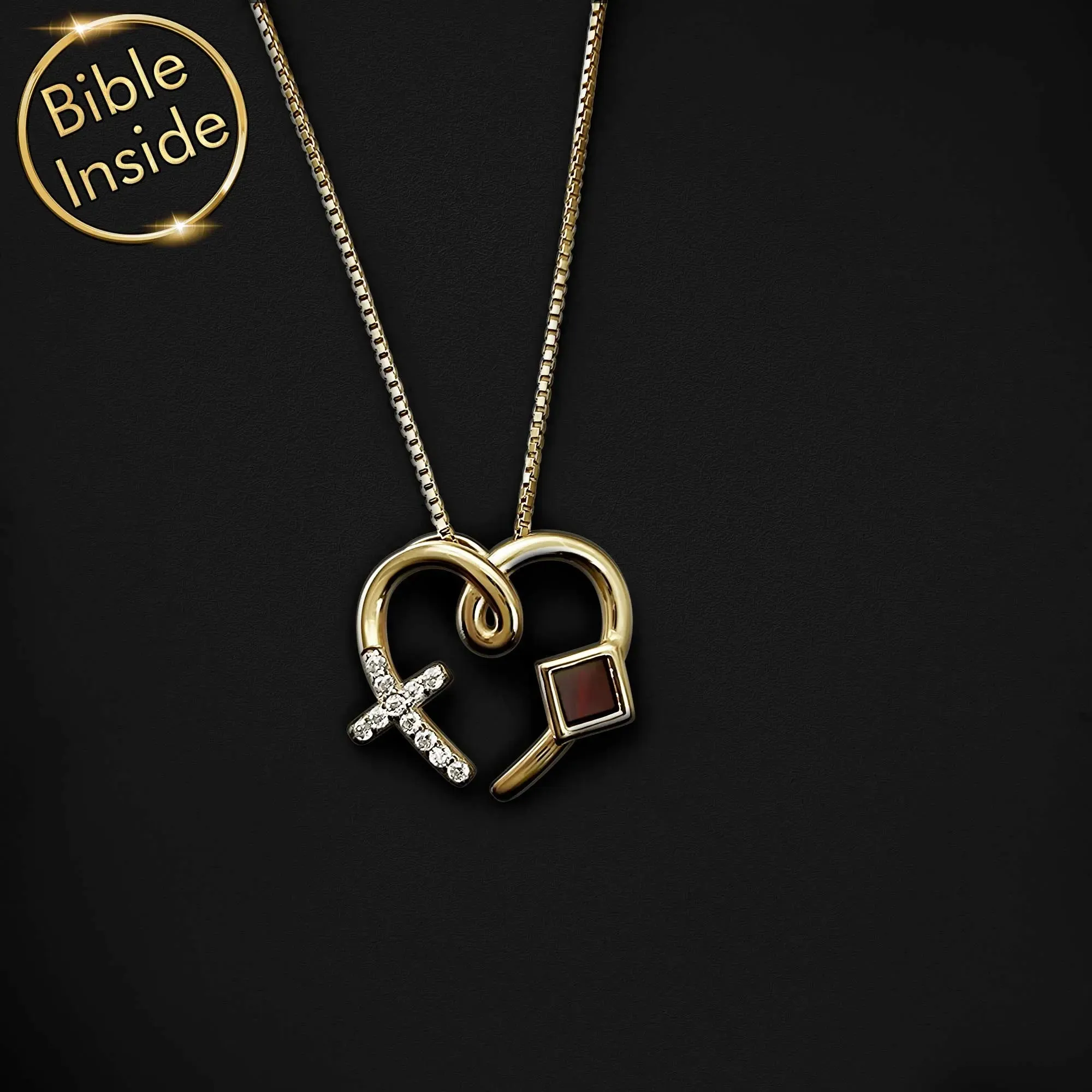 Christian Necklace for Women with Nano Bible: Love Cross Pendant