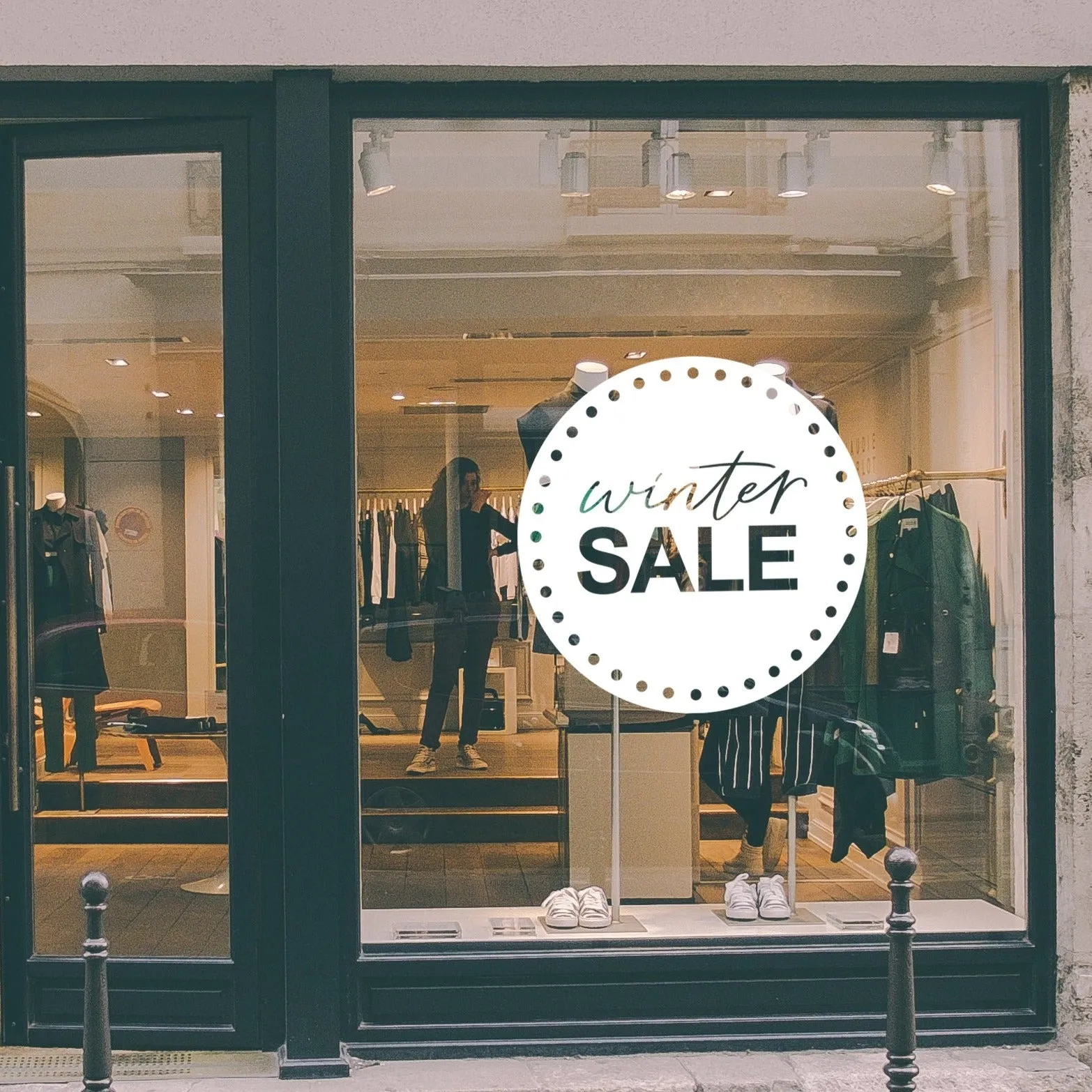 Circle Winter Sale Retail Shop Window Sticker Vinyl