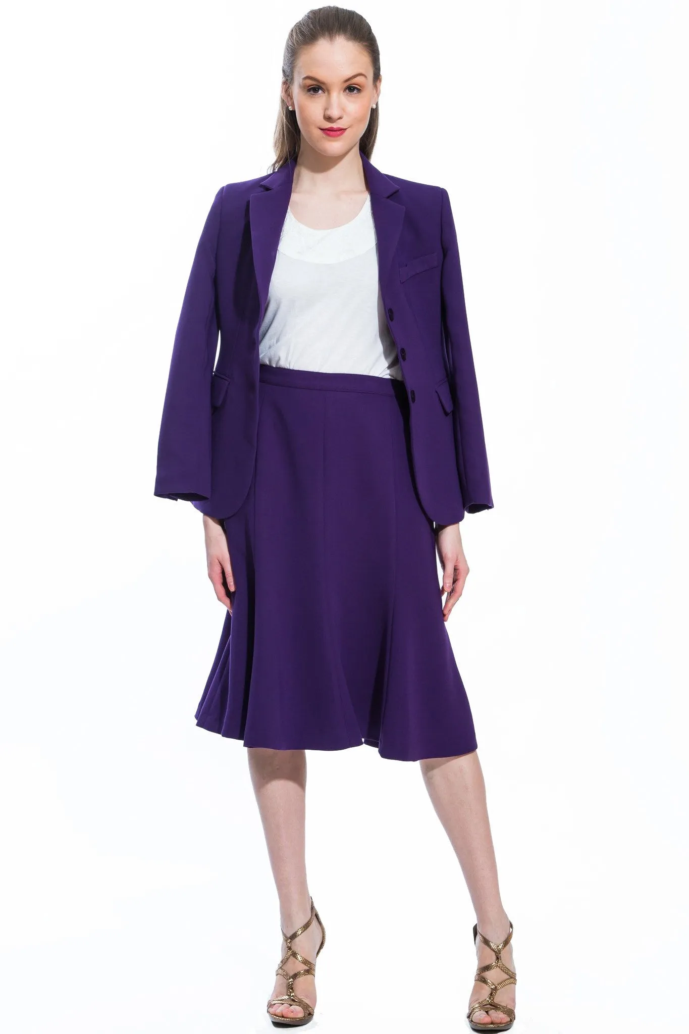 Classic Jacket & Skirt Suit Set (Purple) Style 158/159